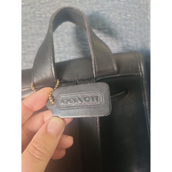 Coach Vintage Black Leather 9960 "Daypack" Backpack w/ Turnlock & Drawstrings - Picture 7 of 12